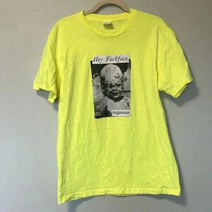 Supreme  neon yellow hey fuckface tee